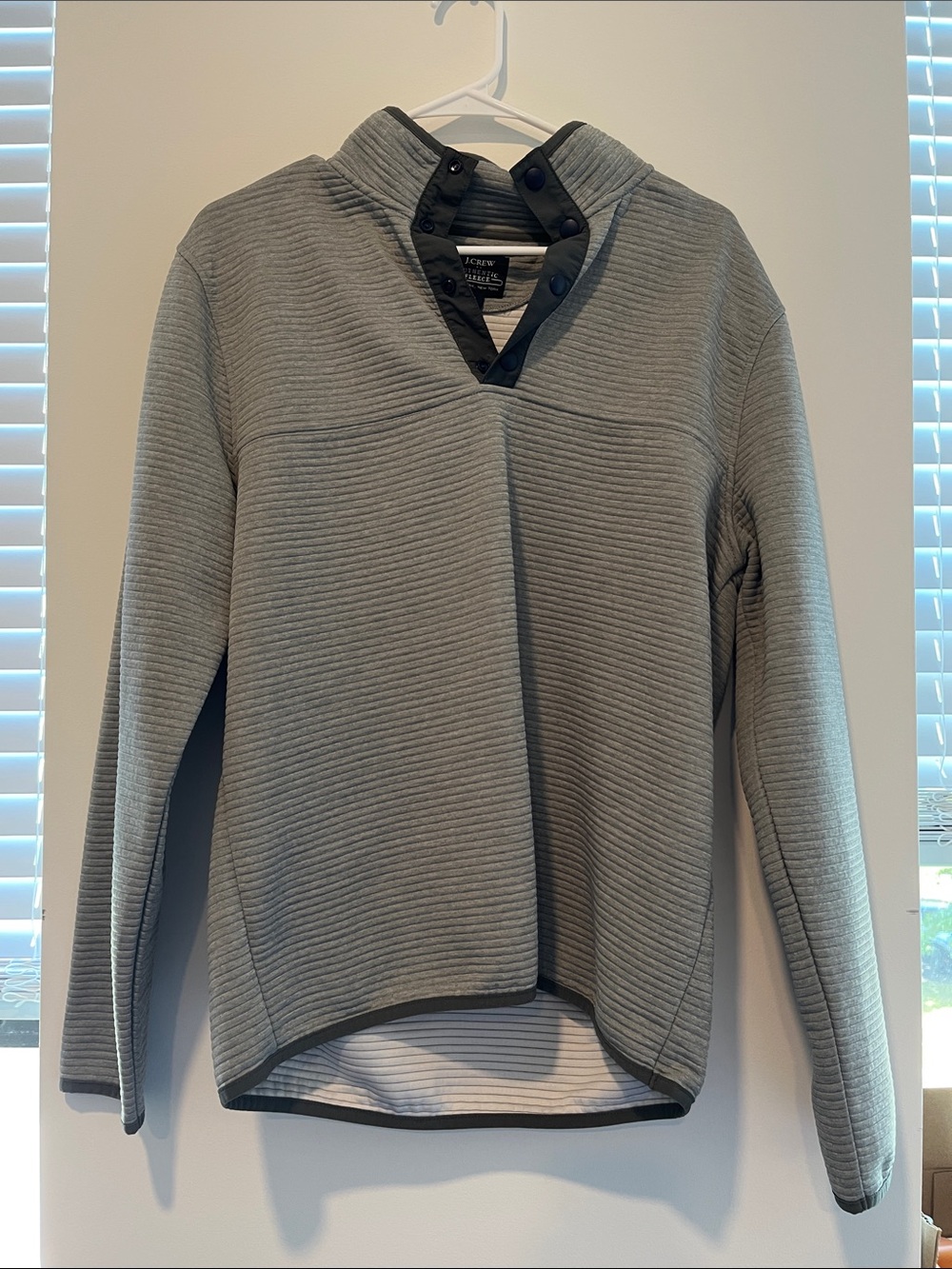 J. Crew Gray Quilted Snap-Neck Women's Pullover